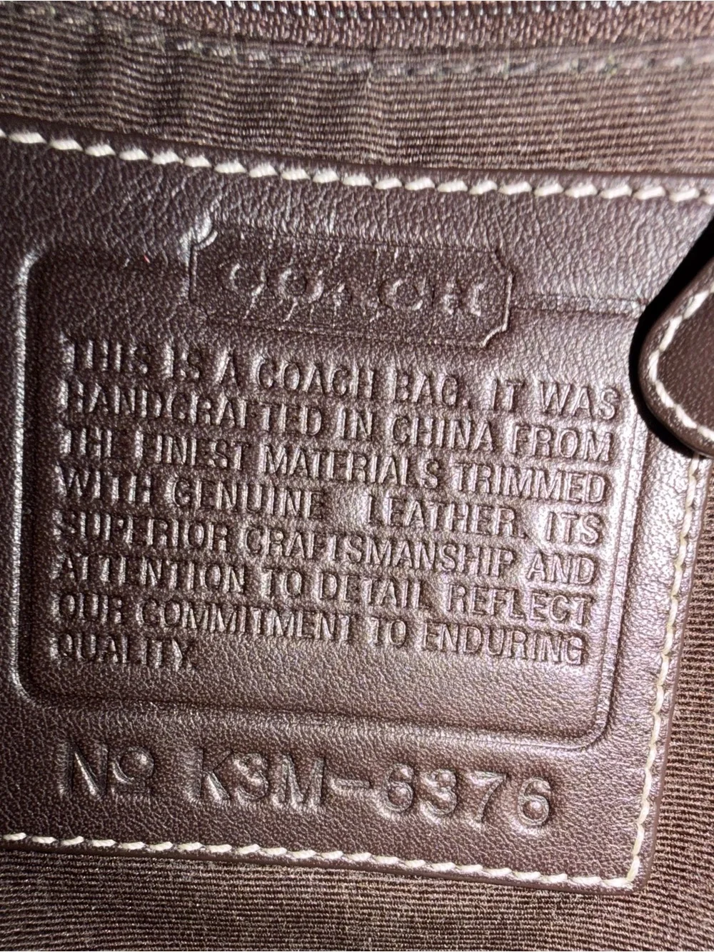 Coach Authentic Vintage Leather-Trim Brown Signature Crossbody Bag